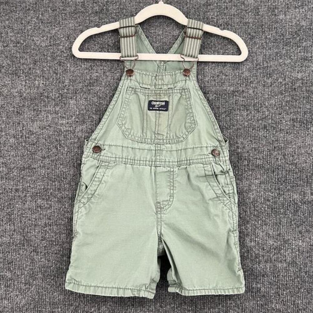 Oshkosh B'Gosh Overalls Shortalls 24 Months Olive Green Carpenter 100% Cotton
